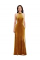 Keyhole Back Sleeveless Halter Neck Trumpet Stretch Velvet Semi Formal Evening Dress / Prom Dress / Bridesmaid Dress Worcester