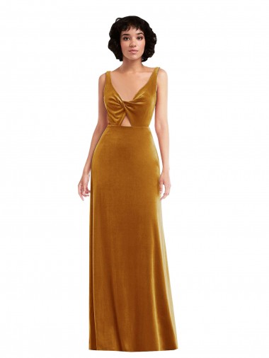 V-Back Sleeveless V-Neck Trumpet Stretch Velvet Semi Formal Evening Dress / Prom Dress / Bridesmaid Dress Worcester