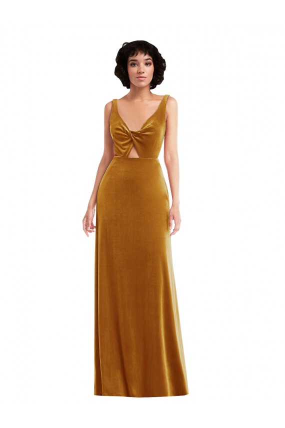 V-Back Sleeveless V-Neck Trumpet Stretch Velvet Semi Formal Evening Dress / Prom Dress / Bridesmaid Dress Worcester