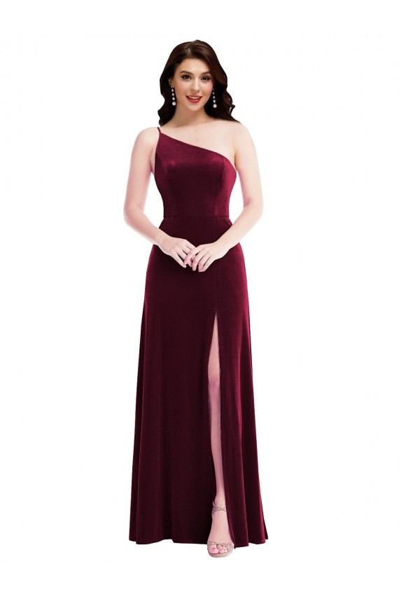 Sleeveless One Shoulder Trumpet Stretch Velvet Black Tie Evening Dress / Prom Dress / Bridesmaid Dress Worcester