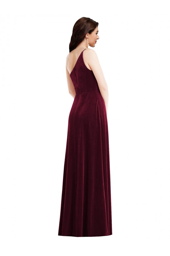 Sleeveless One Shoulder Trumpet Stretch Velvet Black Tie Evening Dress / Prom Dress / Bridesmaid Dress Worcester