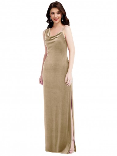 Champagne Sleeveless One Shoulder Sheath Stretch Velvet Black Tie Evening Gown / Prom Dress / Bridesmaid Dress Worcester