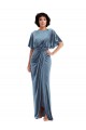 Open Back Flutter Sleeves Sheath Stretch Velvet Semi Formal Evening Dress / Prom Dress / Bridesmaid Dress Worcester