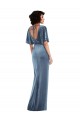 Open Back Flutter Sleeves Sheath Stretch Velvet Semi Formal Evening Dress / Prom Dress / Bridesmaid Dress Worcester