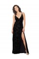 Open Back Sleeveless V-Neck Sheath Floral Velvet & Stretch Velvet Bridesmaid Dress Worcester