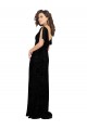 V-Back Short Split Sleeves V-Neck A-Line Floral Velvet & Stretch Velvet Bridesmaid Dress Worcester