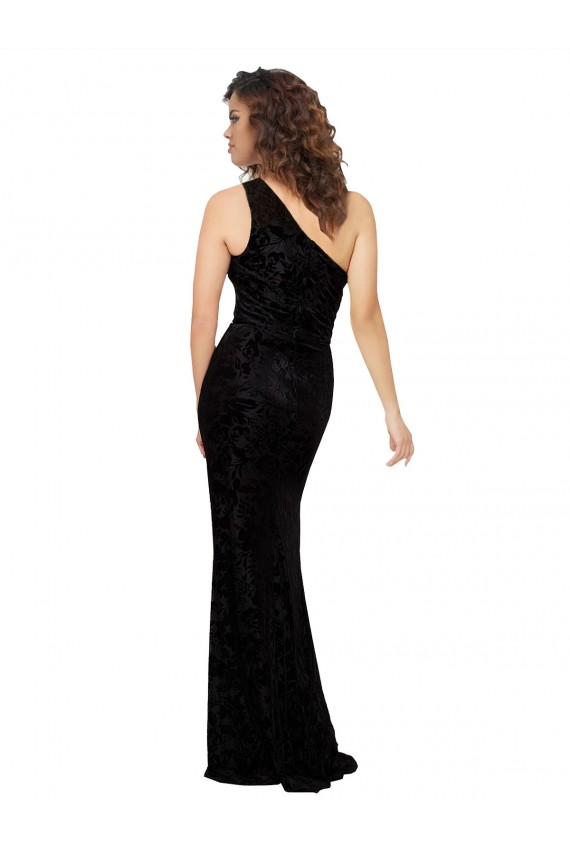 Sleeveless One Shoulder Sheath Floral Velvet & Stretch Velvet Bridesmaid Dresses Worcester