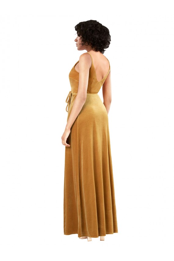 V-Back Sleeveless V-Neck Column Stretch Velvet Black Tie Evening Gown / Prom Dress / Bridesmaid Dress Worcester