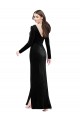 V-Back Long Sleeves V-Neck Column Stretch Velvet Formal Evening Gown / Prom Dress / Bridesmaid Dress Worcester