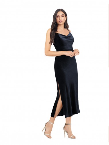 Low Back Sleeveless Cowl Neck Column Stretch Velvet Formal Evening Gown / Prom Dress / Bridesmaid Dress Worcester