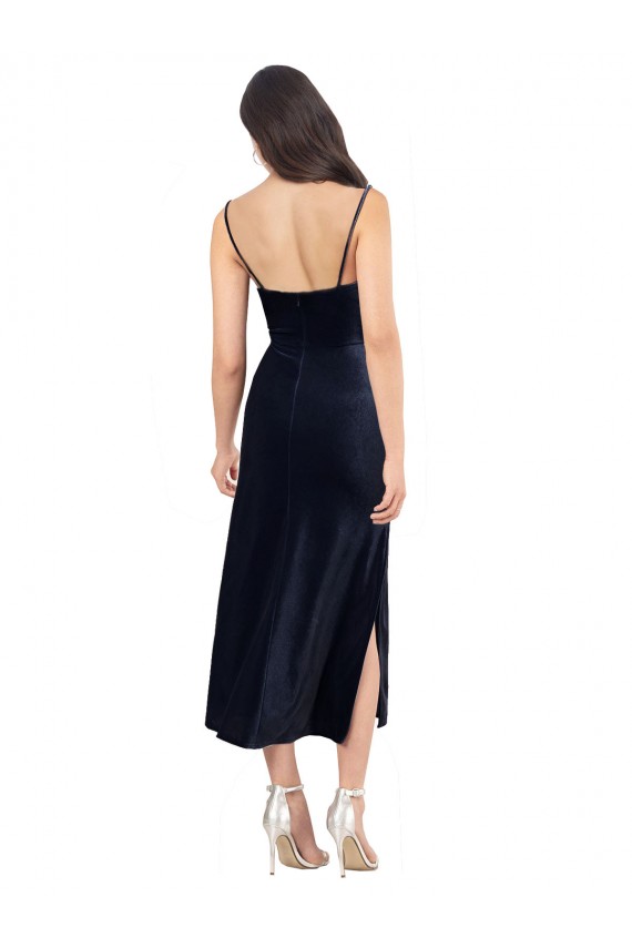 Low Back Sleeveless Cowl Neck Column Stretch Velvet Formal Evening Gown / Prom Dress / Bridesmaid Dress Worcester