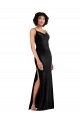 Low Back Sleeveless Cowl Neck Column Stretch Velvet Black Tie Evening Gown / Prom Dress / Bridesmaid Dress Worcester