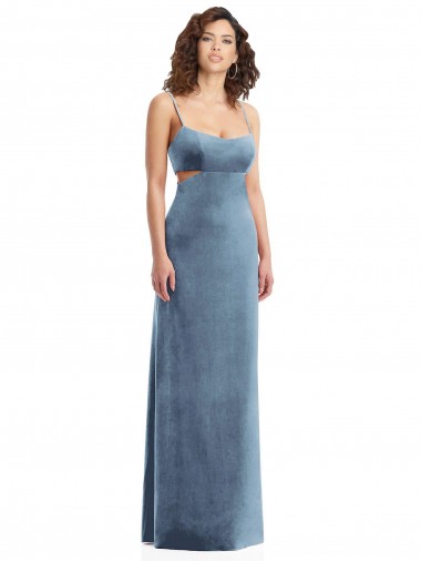 Low Back Sleeveless Square Neck Sheath Stretch Velvet Formal Evening Gown / Prom Dress / Bridesmaid Dress Worcester