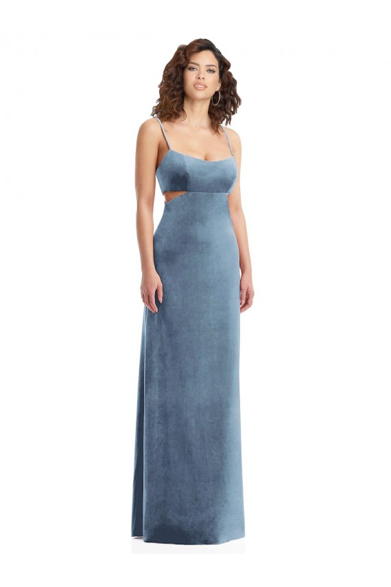 Low Back Sleeveless Square Neck Sheath Stretch Velvet Formal Evening Gown / Prom Dress / Bridesmaid Dress Worcester