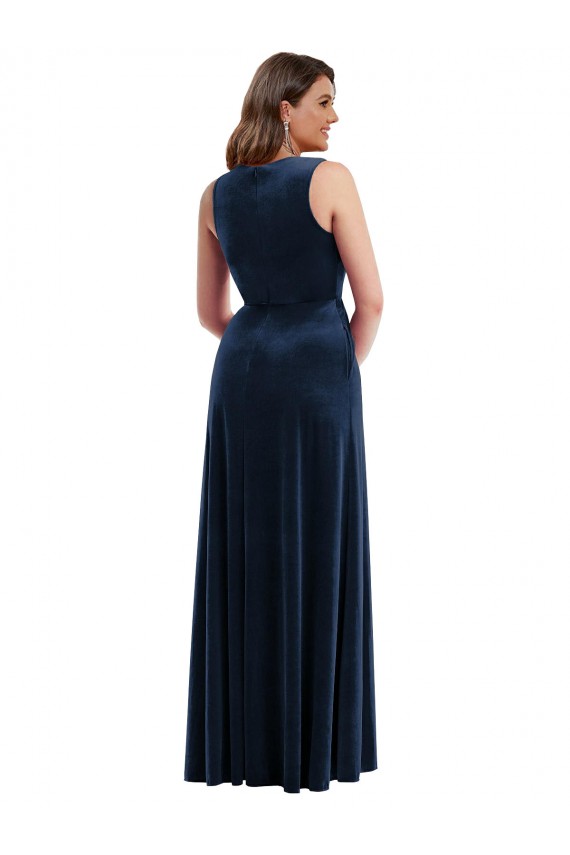 Sleeveless V-Neck Sheath Stretch Velvet Formal Plus Size Evening Gown / Prom Dress / Bridesmaid Dress Worcester