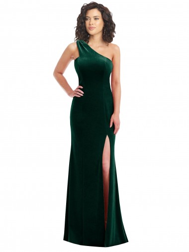 Sleeveless One Shoulder Trumpet Stretch Velvet Black Tie Prom Dress / Bridesmaid Dress Worcester
