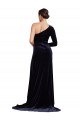 Long Sleeves One Shoulder A-Line Stretch Velvet Formal Evening Gown / Prom Dress / Bridesmaid Dress Worcester