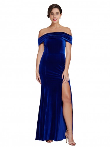 Sleeveless Off the Shoulder Mermaid Stretch Velvet Formal Evening Gown / Prom Dress / Bridesmaid Dress Worcester
