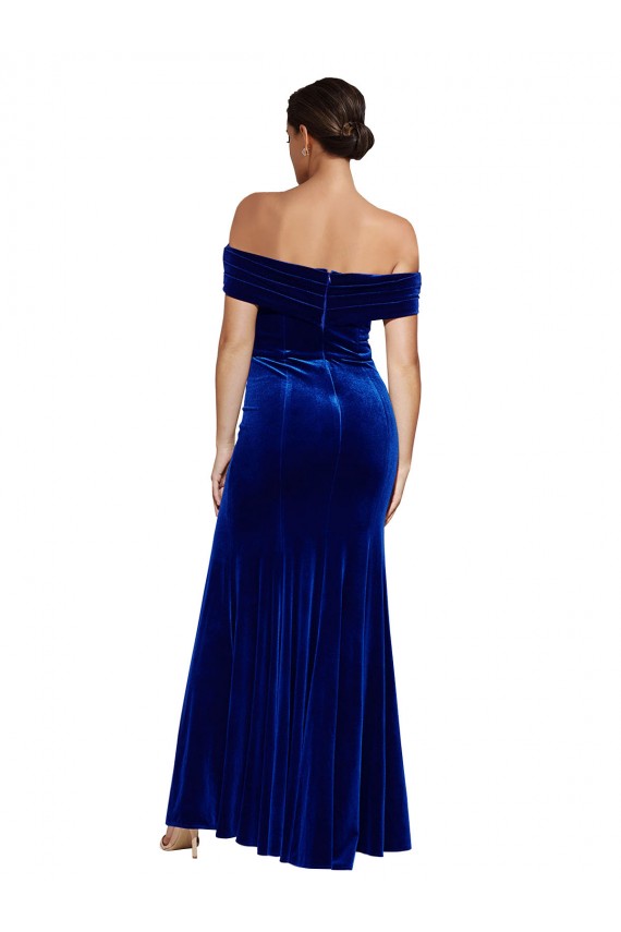 Sleeveless Off the Shoulder Mermaid Stretch Velvet Formal Evening Gown / Prom Dress / Bridesmaid Dress Worcester