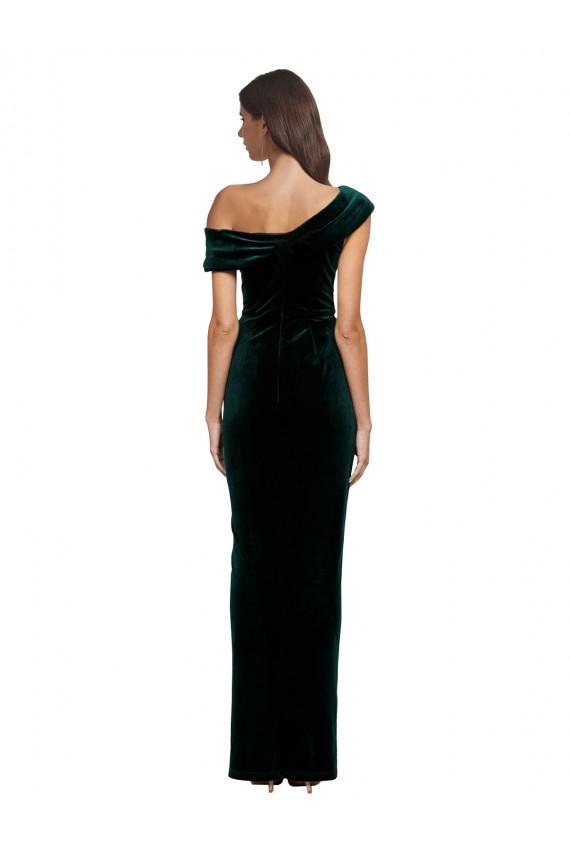 Sleeveless Off the Shoulder Sheath Stretch Velvet High Low Evening Gown / Prom Dress / Bridesmaid Dress Worcester
