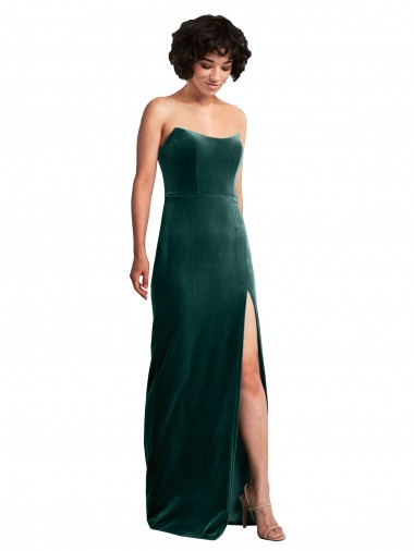 Low Back Sleeveless Strapless Sheath Stretch Velvet Black Tie Evening Gown / Prom Dress / Bridesmaid Dress Worcester