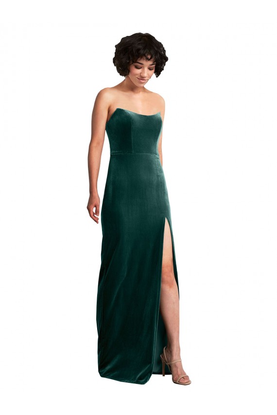 Low Back Sleeveless Strapless Sheath Stretch Velvet Black Tie Evening Gown / Prom Dress / Bridesmaid Dress Worcester