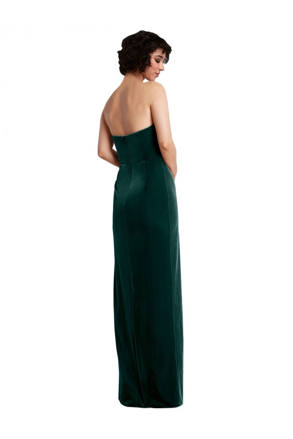 Low Back Sleeveless Strapless Sheath Stretch Velvet Black Tie Evening Gown / Prom Dress / Bridesmaid Dress Worcester