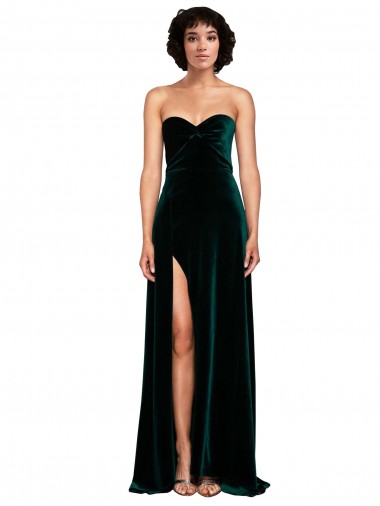 Low Back Dark Green Sleeveless Sweetheart A-Line Stretch Velvet Semi Formal Evening Dress / Prom Dress / Bridesmaid Dress Worcester