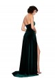 Low Back Dark Green Sleeveless Sweetheart A-Line Stretch Velvet Semi Formal Evening Dress / Prom Dress / Bridesmaid Dress Worcester