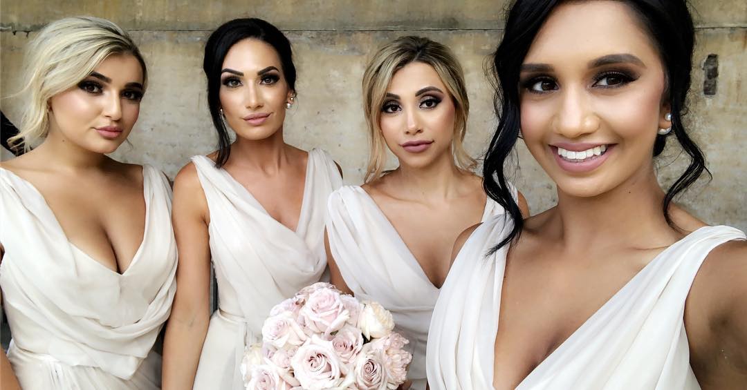 Full Length Luxe Chiffon Long Champagne bridesmaid dresses Worcester with Sexy High Slit and Front Ruffles